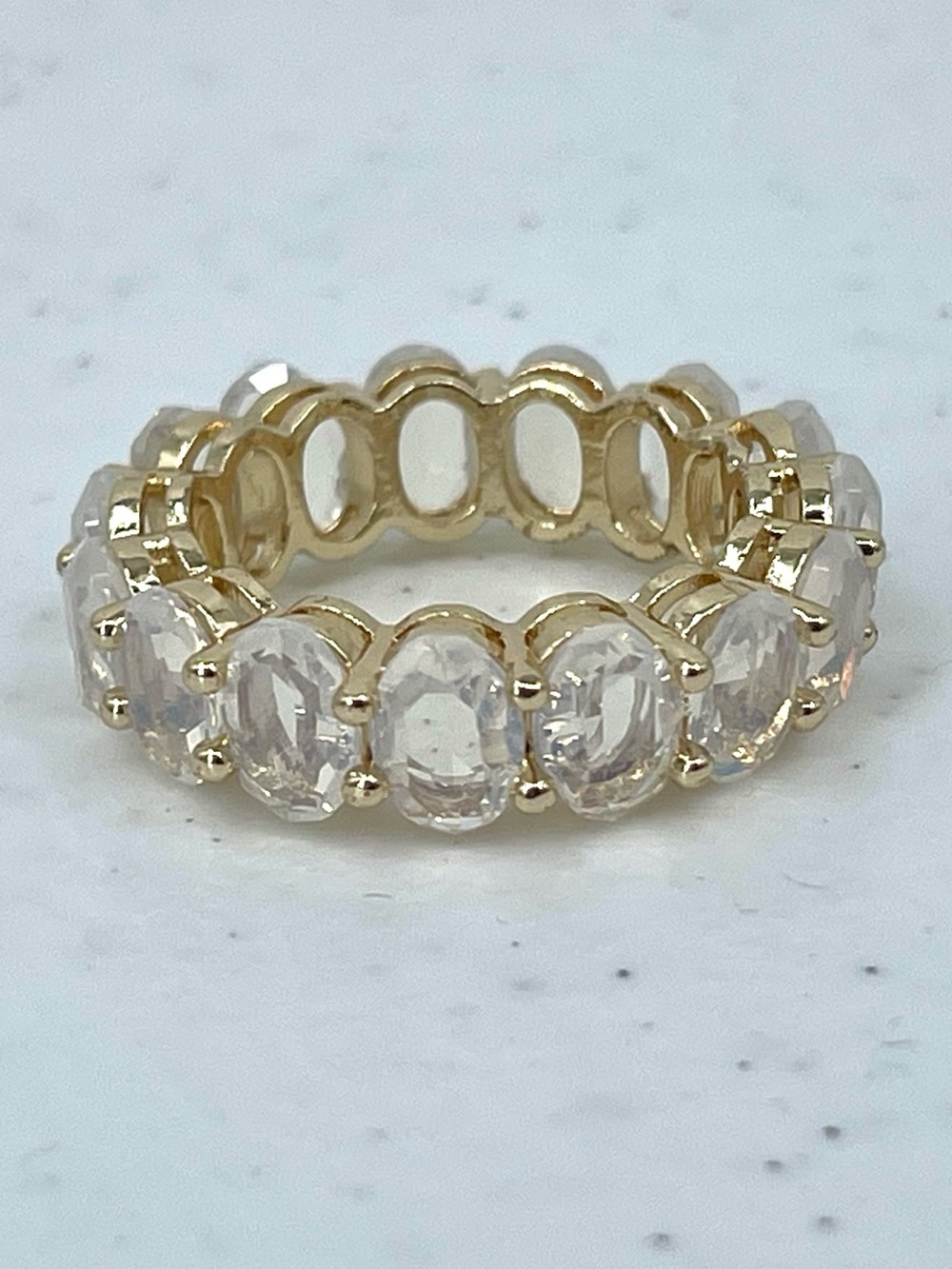 City Luxe clear Crystal Eternity gold tone  Band Ring